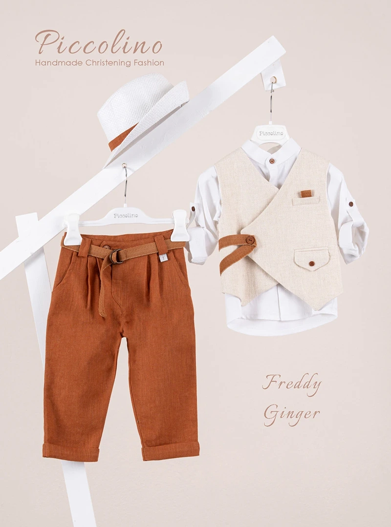 BFA24S08-FREDDY-GINGER-PICCOLINO-2026 Βαπτιστικό κοστούμι Piccolino Freddy σε χρώμα Ginger - Image 1