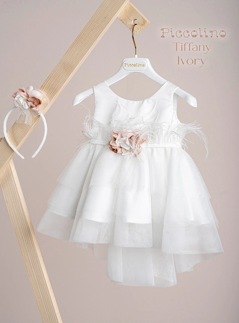 DR22S71-TIFFANY-IVORY-PICCOLINO-2025-B Βαπτιστικό φόρεμα Piccolino Tiffany Ivory - Image 1