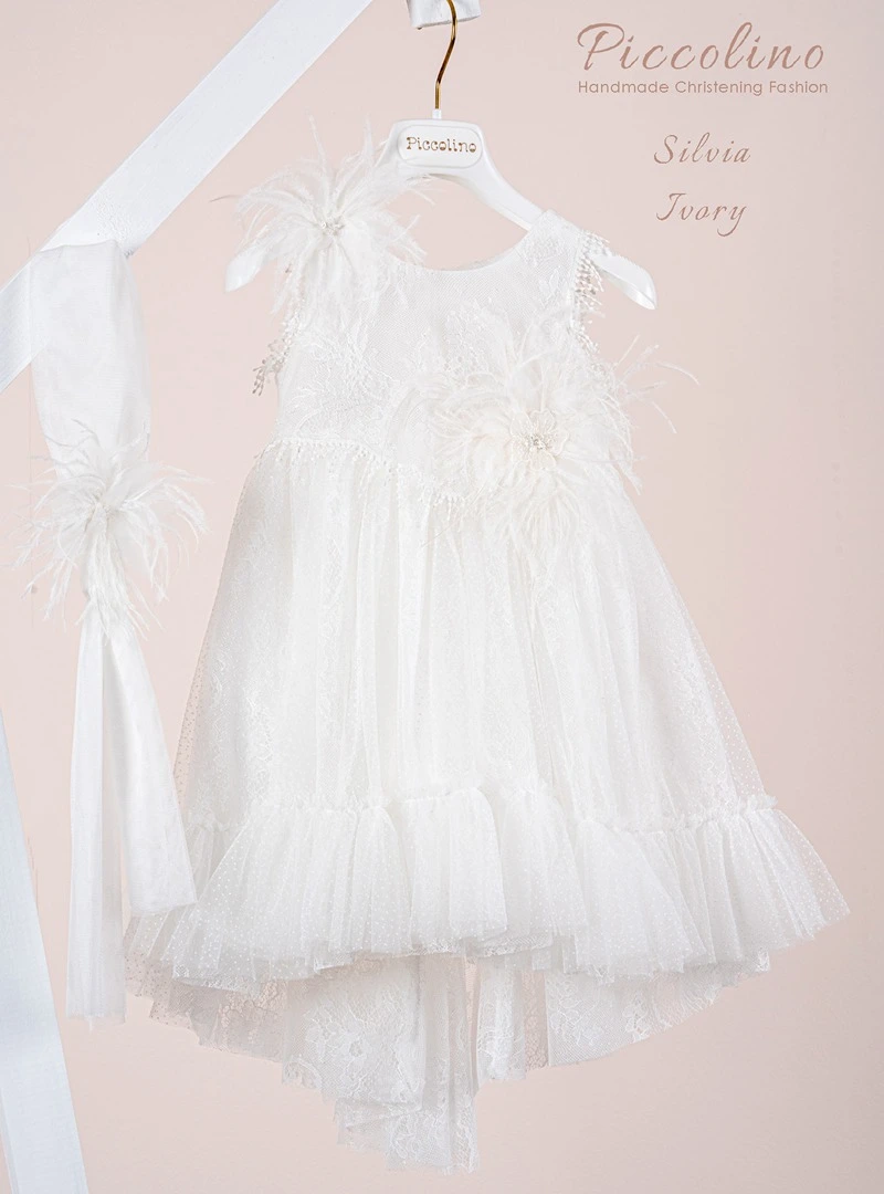 DR25S165-SILVIA-IVORY-PICCOLINO-2026-B Βαπτιστικό φόρεμα Piccolino Silvia Ivory - Image 1